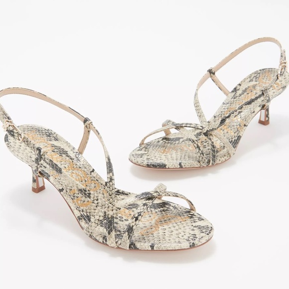 Sam Edelman snake animal print leather Judy strappy kitten heel sandals - size 7 - Picture 2 of 7